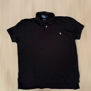 Polo by Ralph Lauren Men's Black Polo with Pink Logo